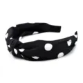 Bandeau en tissu à pois noirs et blancs, serre-tête noué large et doux pour femmes au quotidien. - Noir