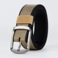 Men's Canvas Belt Khaki Variant Casual Metal Pin Buckle Fabric Belt for Daily Wear - Khaki