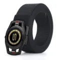 Men automatic buckle nylon canvas belt black casual outdoor waist strap stylish accessory - S-Clasp / Black
