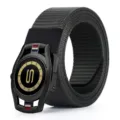 Men's black nylon canvas belt with stylish automatic buckle, casual outdoor trouser belt. - S-Clasp / Gray