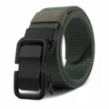 Men Women Nylon Canvas Belt Military Webbing Belt Black Metal Automatic Buckle Army Green - Army Green (Black Buckle) / 110cm