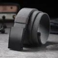 Grey canvas belt for men, casual tactical web belt with black automatic buckle for daily wear. - 120cm / Gray