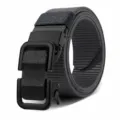 Ceinture homme en toile nylon tactique avec boucle automatique en métal noir pour jeans. - Gris (Boutons noirs)