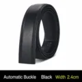 Men's black automatic buckle leather belt strap, 2.4cm width, minimalist casual suit waist. - 2.4cm Automatic Buckle Strap / 105cm