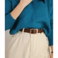 Brown leather belt variant, stylish pin buckle belt matching casual trousers perfectly. - Coffee / 105cm