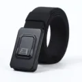 Men's tactical nylon canvas belt with alloy automatic buckle, black outdoor casual workwear. - 120cm / Black