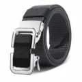 Ceinture tactique en nylon et toile pour homme boucle métal argent noir variante grise - Gris (Boucle Argent-Noir)