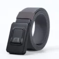 Men's tactical nylon belt with alloy automatic buckle, stretch canvas casual workwear belt. - 120cm / Gray