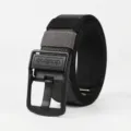 Men tactical canvas belt in gray with durable metal pin buckle and thick nylon strap. - 110cm / Gray