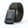 Men's tactical stretch nylon belt with black automatic buckle for outdoor wear casual use. - 120cm / Army Green
