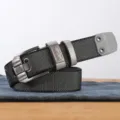 Grey Canvas Belt for Men Casual Workwear Metal Pin Buckle Durable Adjustable Strap - Gray