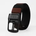 Men's tactical woven belt with metal pin buckle, casual stretch canvas strap for daily wear. - 110cm / Coffee