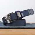Blauer Segeltuchgürtel für Herren lässige Arbeitskleidung Metall Dornschließe Mode stilvolle Hose - Marineblau