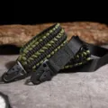 Army green paracord keychain lanyard with metal carabiner clips for outdoor daily use. - Army Green