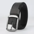 Men's casual canvas belt gray pin buckle jeans belt multi-hole student style variant - 120cm / Gray