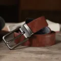 Vintage brown leather belt for men women casual pin buckle jeans belt accessory stylish - 115cm / Coffee