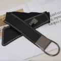 Women wide punk rivet elastic belt stylish black dress waist corset accessory variant - L / Black