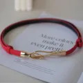 Red women leather belt with gold metal hook buckle, stylish fashion waist accessory for dress. - Red
