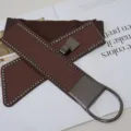 Brown studded wide elastic waist belt for women, punk style corset cinch with metal ring buckle. - L / Coffee