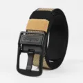 Men's Tactical Nylon Belt Casual Heavy Duty Canvas Belt with Black Pin Buckle Khaki - Khaki