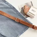 Women casual brown full-hole leather belt, retro style jeans accessory for stylish daily wear. - Camel