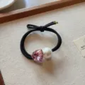 Elegante elastico per capelli coreano con cristallo a triangolo, fascia alla moda. - Rosa