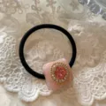 Elegante elastico per capelli con strass quadrato rosa, perfetto per uno stile chic e quotidiano. - Strass Rosa