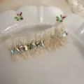 Dolce molletta per capelli in pizzo con strass fiocco elegante fermaglio per donna - Fermaglio a Molla con Fiocco / 9cm (Base 7.5cm)