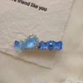 Fermaglio per capelli fiocco strass cristallo blu molletta becco d'anatra per donne - Blu