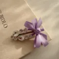 Fermaglio per capelli con strass e fiocco viola dolce coreano forcina per capelli eleganti - Viola chiaro