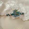 Graziosa molletta per capelli con cuore di strass coreana forcina in resina blu. - Grigio Bluastro