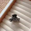 Black rhinestone small hair claw clip sparkling crystal barrette for women hair accessories - Charcoal Gray