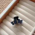 Piccola molletta per capelli con strass blu, fermaglio lucido cristallo per acconciature donna. - Blu Inchiostro