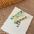 Set di fermagli per capelli colorati con fiocco e fiori, simpatiche forcine per ragazze. - Set Fiocco Cristallo Verde