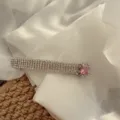 Fermaglio per capelli rettangolare con strass e cristallo rosa, elegante molletta. - Strass Rosa