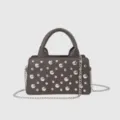 Stylish punk style studded shoulder bag for women, featuring silver metal hardware and chain. - 23*10*13 / Gray