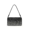 Stunning crystal rhinestone shoulder bag for women, sparkling evening party handbag with strap. - Gradient Black