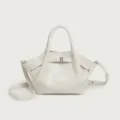 Elegant white women shoulder bag with pleated design and top handle for daily work. - 26*8*16 / White