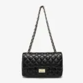 Black quilted shoulder bag with gold chain strap, classic flap design and elegant style. - 26*7*15 / Classic Black