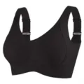 Plus size seamless sports bra for women, black wireless push up comfort active underwear top. - S / Tops / Black