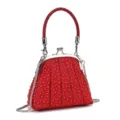 Elegant red beaded clasp evening bag with metallic chain strap for parties and daily wear. - 20x9x13cm / Red