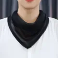 Women black silk triangular neck scarf sun protection magnetic buckle stylish neckerchief - Diamond-studded Version / Classic Black