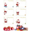 Detailed display of Christmas Santa gift tag stickers showing lovely holiday decoration. - 20 Sheets / 120 Pieces / Santa Claus Multicolor