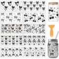 Kit de transferts autocollants DIY UV DTF avec tasse en verre et raclette pour déco créative - Lot de 10 Feuilles / Papillon Noir