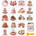 Watercolor dessert rub-on transfer stickers DIY glass cup decorative art craft decals - 18 Pieces/Pack / Dessert Cake Candy