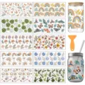 Autocollants de transfert UV DTF pour tasses en verre DIY style boheme decoratifs - Lot de 10 Feuilles / Bohème Mystique