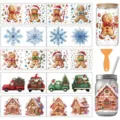 Autocollants de transfert de bonhomme en pain d'épices de Noël pour tasses en verre et déco. - Lot de 10 Feuilles / Noël 1