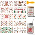 Transfert Noel autocollant bonhomme pain d'epices DIY artisanat tasse en verre - Lot de 10 Feuilles / Noël 3