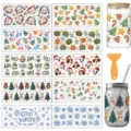 Noël bonhomme pain d'épices autocollant transfert à froid DIY verre tasse déco set. - Lot de 10 Feuilles / Noël 4