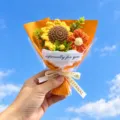 Handcrafted crochet sunflower bouquet artificial flower gift for home office decoration - Orange Two Flowers Bouquet / Orange